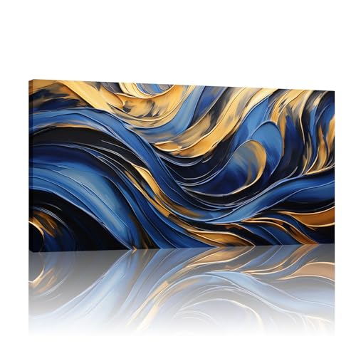 Graffitis minimalistes sur toile bleue pour transformer un salon vide 50x100