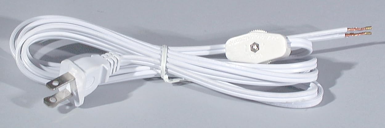 B&P Lamp® 8 Foot Clear Silver Cord Set W/Rotary On-Off Switch, SPT-2 Cord Size