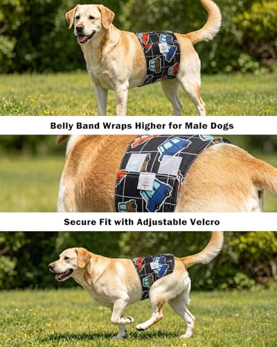 Image of CuteBone Dog Diapers Male Belly Bands 3 Pack for Male Dogs Reusable Puppy Wraps