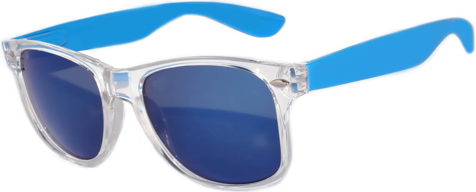 Retro 80's Vintage Sunglasses Colorful Blue Frame Blue Mirror Lens Brand OWL