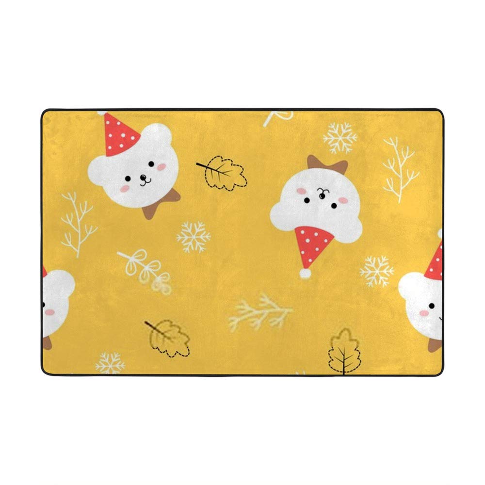 Grand tapis ours jaune pour réveiller la déco d'un salon chaleureux