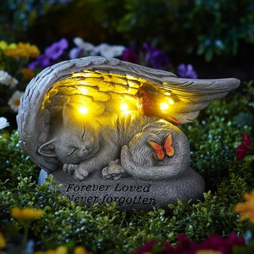 Cadeau de condoléances perte animal avec statue ange chat - 3