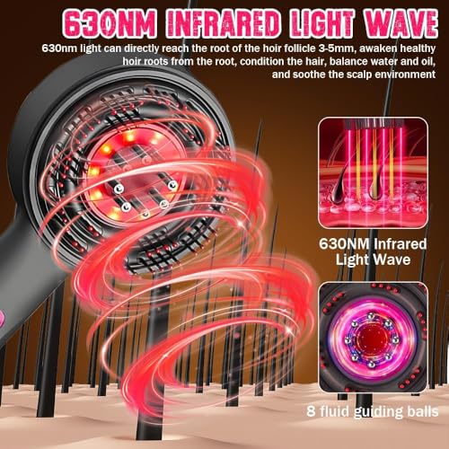 Image of Premium Head Scalp Electric Massager Comb | Scalp Massaging Brush with 3 In 1 Hair Oil Applicator | IPX7 Waterproof,Portable Deep Massager For Hair & Head Relaxation at Home | Shiatsu Massage for Hair Growth /Stress Relax (Red)