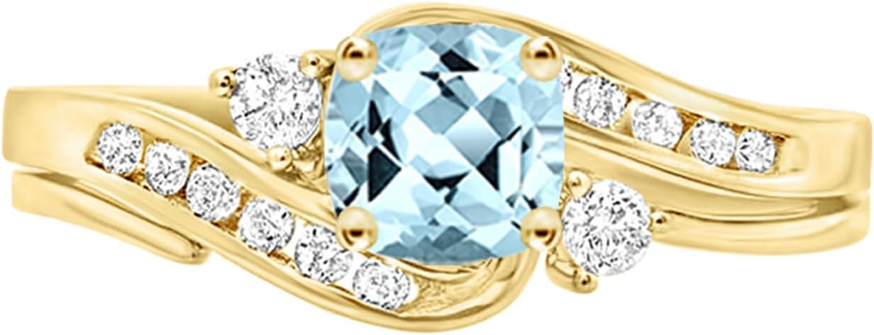 Houston Diamond District 1 to 6 Carat Cushion 14K Yellow Gold LAB GROWN Gemstone and LAB GROWN Diamond Engagement Ring (AAAA Heirloom Quality)