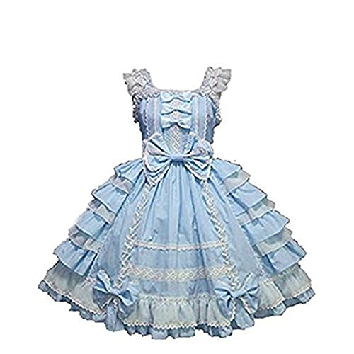Smiling Angel Girls Sweet Lolita Dress Princess Lace Court Skirts Cosplay Costumes Blue