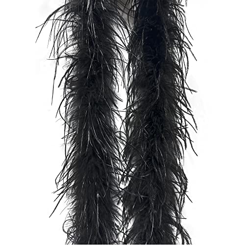 2 Yards 30g Fluffy Marabou Ostrich Feather Trim for DIY Craft Sewing Trim Home Wedding Party Decoration-Black