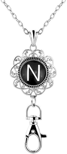 Miniatura 10 de Casa De Novia - Llavero de oficina para mujer, diseño de letra A-Z, con botón de presión, Metal