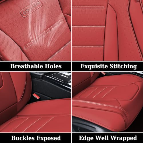 Image of Coverado Car Seat Covers Front, Seat Covers for Cars, Waterproof 2-Pack Car Seat Cushions, Leather Carseat Seat Protectors, Universal Seat Covers Fit for Most Sedans SUV Pick-up Trucks(Red)