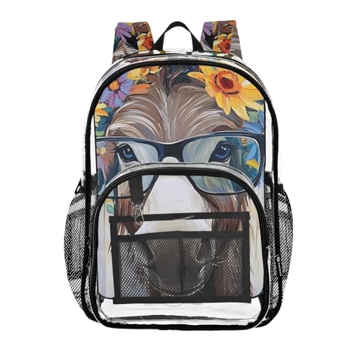 Donkey Garland Funny Clear Backpack, PVC Transparent Bag with Large Capacity for Boys, Girls, Men, Women, See Through Bookbag for School Work College Travel