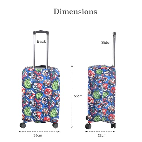 Image of Heart Home 18-22 Inch Polyester Small Size Suitcase Cover | Dustproof and Machine Washable Luggage /Trolley Bag Cover Protector | Avengers Print - Blue