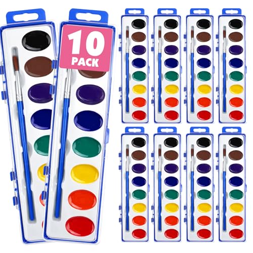 10 Pack Watercolor Paint Set, 8 Colors Water Color Paint