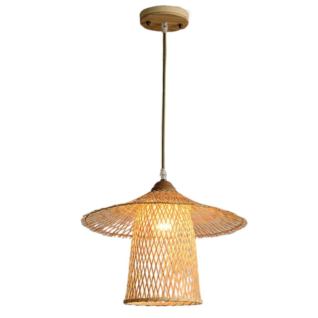 LQZCXMF Modern Wicker Bamboo Pendant Light Japanese Wicker Chandelier, E26 Socket for Kitchen Island Lamp Fixtures Natural Rattan Ceiling Light Shade, for Hallway Dining Room Foyer Nursery Room