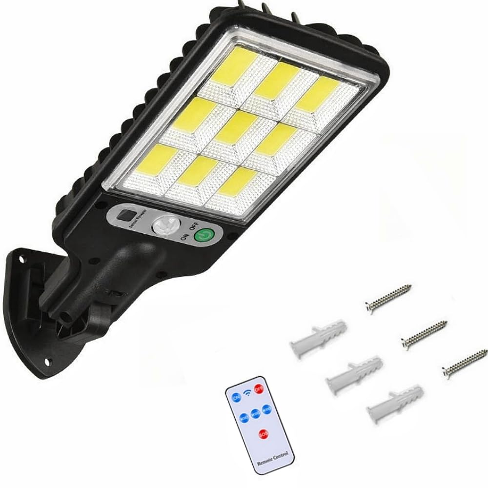 Outdoor Solar Garden Light, 3 Modes LED Spotlights Outdoor Solar Lights with Motion Sensor, Waterproof IP67 with Remote Control for Garden, Patio, Wall Garage (108 COM Outdoor Solar Light)-image-36