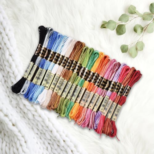 Image of 21 Skeins 6 Strands Variegated Embroidery Floss Cross Stitch Threads Gradient Color Friendship Bracelet Needlepoint String Thread for Jewelry Making Bracelet Knitting Stitching Crafts Supply