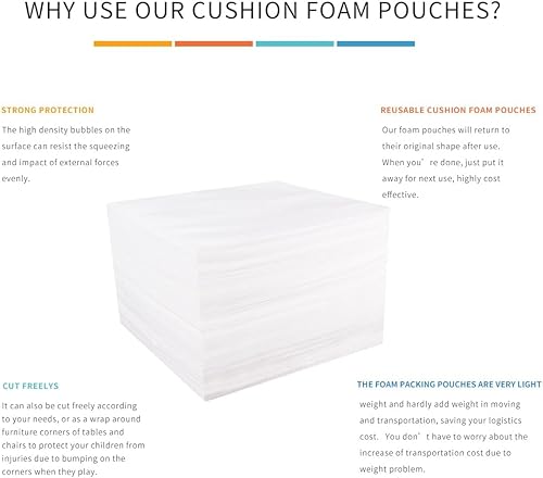 Miniatura 10 de Suministros de mudanza, paquete de 50 bolsas de espuma de cojín de 16 x 16 pulgadas, suministros de embalaje para mudanza y almacenamiento, bolsas