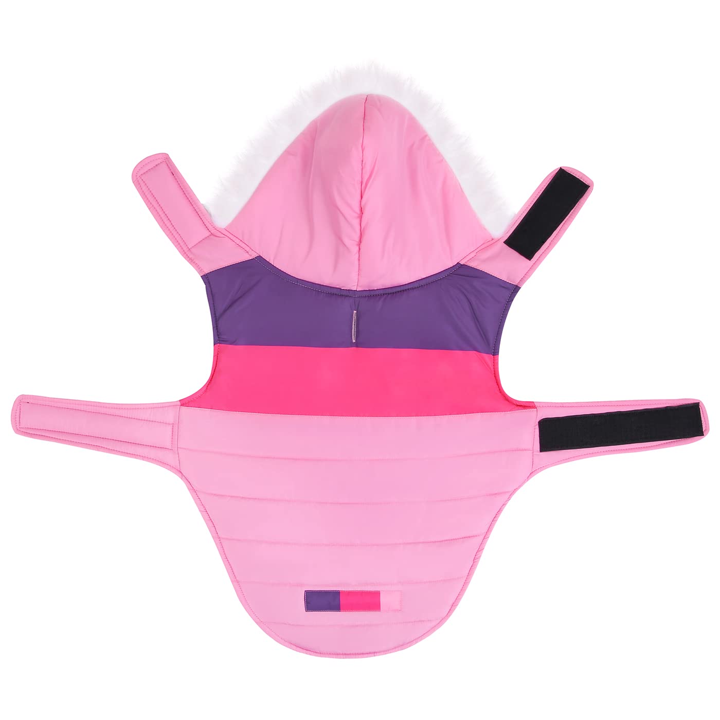 HDE Chaqueta acolchada para perros con forro polar cálido parka para perros abrigo de invierno con agujero de arnés, rayas rosas - S