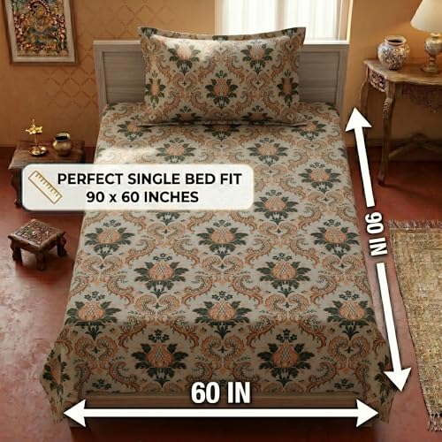 Image of Mafatlal 125 GSM Merino Single Size Bedsheet with Pillow Cover | 90 x 60 Inches | Soft, Breathable & Lightweight | Cream