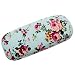 ZZ Sanity Flower Fabric Covered Clam Shell Style Eyeglass Case Spectacles Box (Blue2)