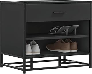 Furniture, Benches, Storage & Entrance Benches, Shoe Bench Black 60 x 40 x 53.5 cm Engineered Wood and Metal