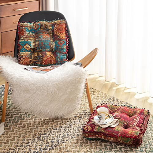 Vctops Bohemian Patchwork Square Chair Seat Cushions For Dining Kitchen Office Chairs Patio Soft Cotton Linen Chair Pads thumb #5