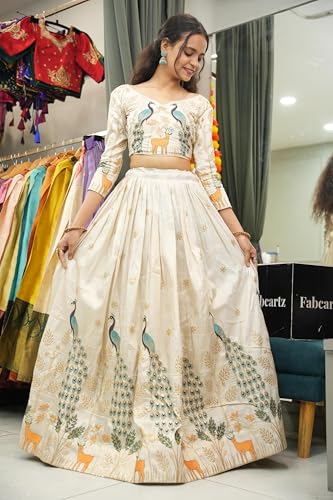 Image of Fabcartz Self Design Semi Stitched Lehenga Choli for Women