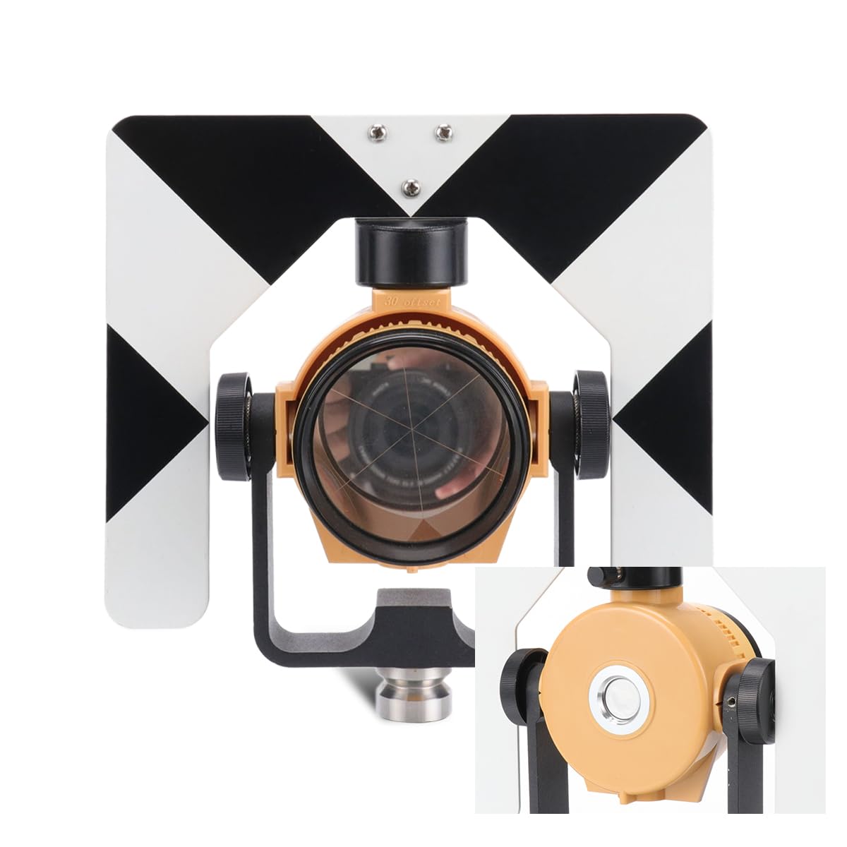 SMTOERSurveying Prism, High-Precision Surveying Prism - 64mm Diameter, -3~4'' Accuracy, 0/-30mm Offset, with Die-Cast Aluminum Body and Copper Coating for Total Station Surveying