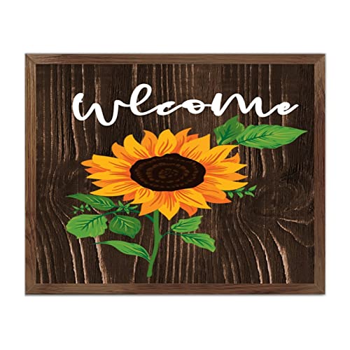 Panneau bois Welcome Tournesol mural avec citations maison