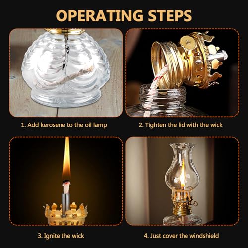 2 Stück Glas Petroleumlampe für Innenräume, Öllampen aus Glas, Vintage Petroliumöllampe mit Verstellbarer Flamme, Klassisches Petroleum Lampen, Retro Petroleumlampe, öl Lampe für Notfall Garten (W)