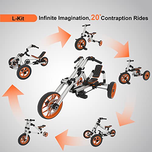 Image of MERITLINE Modular Ride On Toys, Buildable Kit 20 in 1 Go Kart Set, Suitable for 1 to 8 Years Old, 2 Wheel Bike, 3 Wheel Bike, Go Kart, Sit /Stand Scooter, etc. Most Popular L Kit (Non Electric)