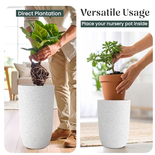 Image of YUCCABE ITALIA FOXB TPC 24 INCH Pots for Plants Highly Durable Polymers Lightweight Indoor Outdoor Plant Pots, Flower Pot Gamla Tree Planter Container Planters for Living Room, Balcony, Garden