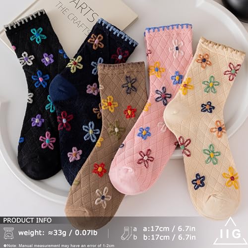 Image of IIG Womens Novelty Cotton Crew Socks Cute Animals Socks Fun Flower Socks (fit women's shoe size 5-9)