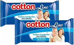 Cotton Line Lenços Umedecidos para Adultos, 2 Pacotes com 40 Lenços Cada, Family Care