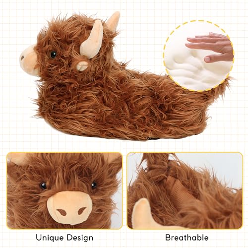 Image of Women Animal Slippers Cute Plush House Shoes Warm Novelty Cartoon Slippers Gifts for Birthday Christmas
