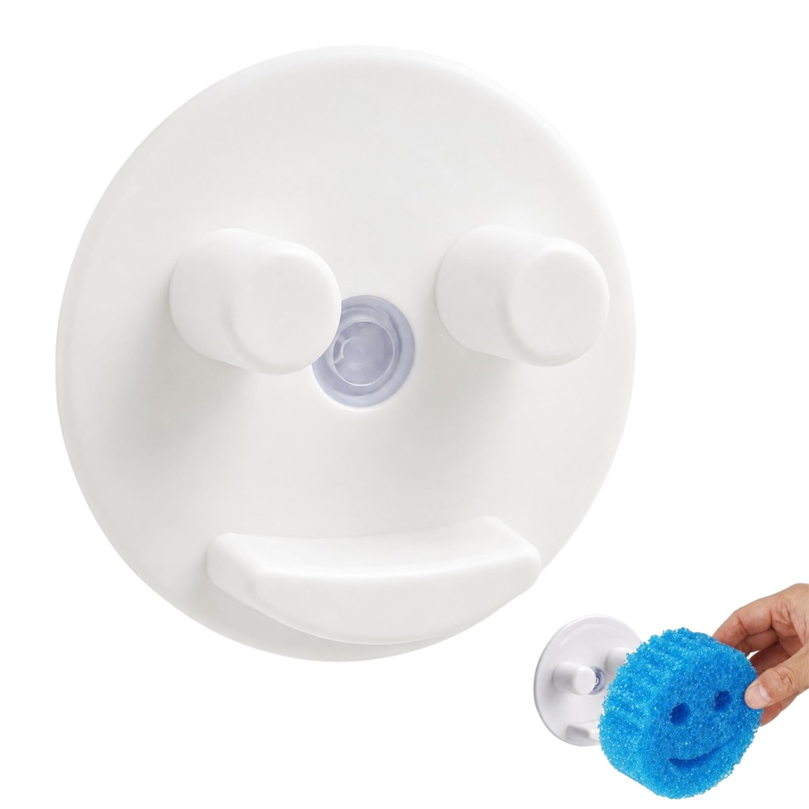 HOQBFSN Suction Cup Sponge Holder for Daddy Mommy Scrub Sponge, Wall Mount Kitchen Sink Sponge Storage Rack, No Drill Waterproof Sponge Organizer for Kitchen Sink, Bathroom, White (Sponge Not Included