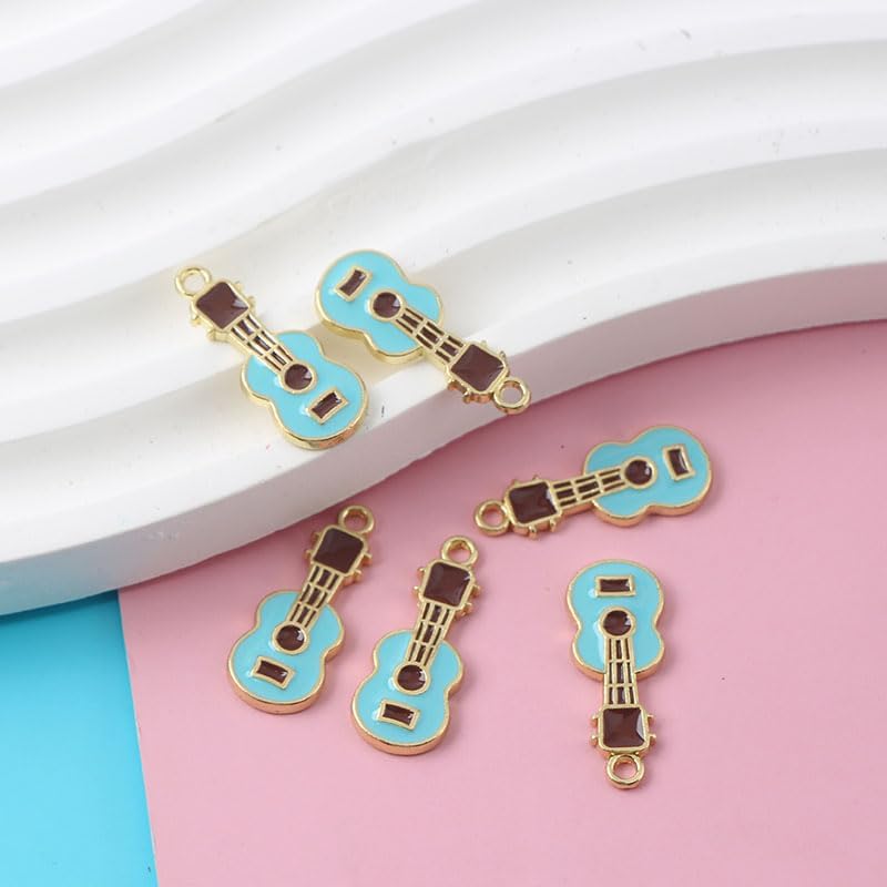 Ximimark 100pcs Vibrant Golden Enamel Guitar Charms - Diverse Designs for Jewelry Making - Perfect DIY Bracelet Accessories Set - Image 6