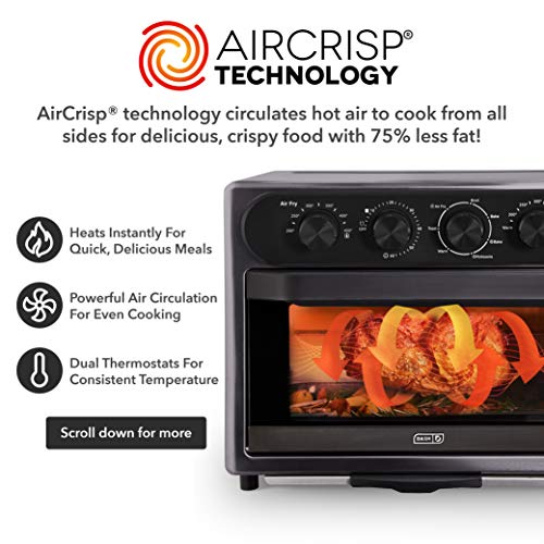 Dash Chef Series 7 in 1 Convection Toaster Oven Cooker, Rotisserie + Electric Air Fryer with Non