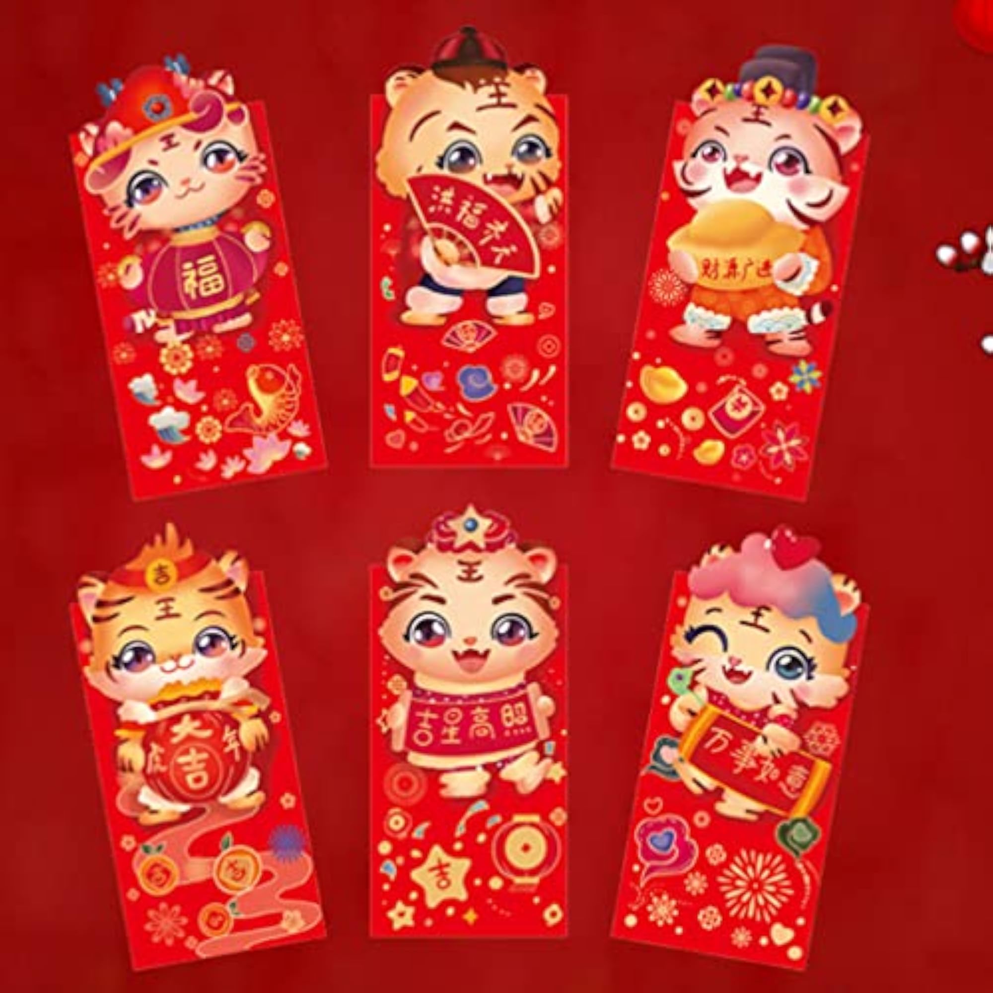 18pcs 3D Tiger New Year Red Envelopes for 2022