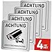 Produktbild 4 Stück Achtung Videoüberwachung Schild, Schild Kameraüberwachung Aluminium 15x15 cm, Kamera überwachung Schild mit Selbstklebend und 4 Bohrlöcher, Schild Videoüberwachung Privatgrundstück
