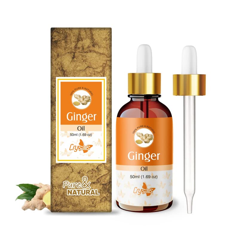 Image of Crysalis Ginger (Zingiber Officinale) 100% Pure & Natural Undiluted Essential Oil Organic Standard /Oil For Dry Scalp And Rough skin /Massage Oil for Face & Body -50ML With Dropper