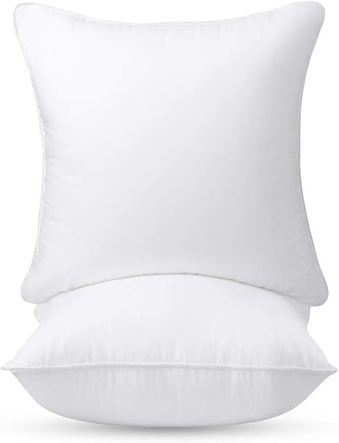 Iyan Linens Ltd 2 Pack 18'' x 18'' Hollowfibre Cushion Inner Pad, Super Soft Value Range, Pure White Plump Polyester Stuffer Pillow Insert Sham, Standard Square MADE IN UK 45 x 45 Cm