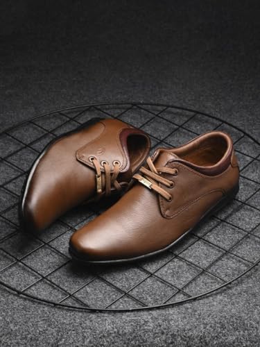 Image of egoss Lace-Up Casual Shoes for Men | Genuine Leather | Premium Comfort | Stylish Footwear for Office, Party & Wedding Occasions
