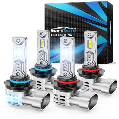Marsauto 9005+9006 Fog Bulbs, LED Light with Turbo Fan,5 Mins Quick Installation, Waterproof Bulbs, Pack of 4