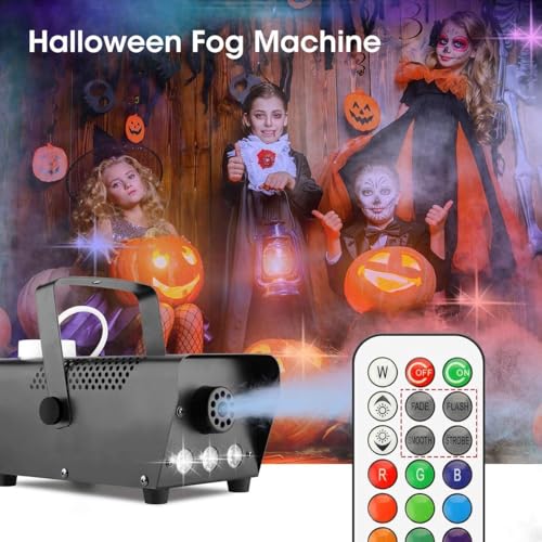 Máquina de humo con luces LED de 3 etapas, control remoto y efecto estroboscópico, 12 colores miniatura 2
