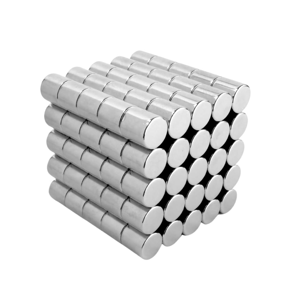 Maajeekuto Silver Strong Magnets Neodymium Magnet - Round 10 X 10 Mm - Pack Of 10 - Extra Strong Holds Up To 3.6 Kg - For Magnetic Board, Fridge, Whiteboard, Notice Board, Office