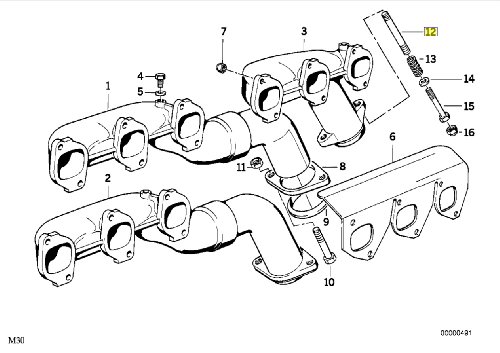 Espárrago de escape BMW M30 11621723725 para colector y tubo de bajada 2