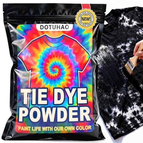 DOTUHAO Tie Dye Powder, Black Fabric Dye, Tie Dyes for Clothes, Creative Dyes for Clothes, Perfect for Arts & Crafts, DIY Fabric Art (Black, 2 OZ)