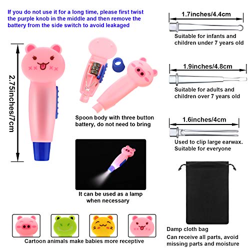 Earwax Remover Tool - 4 Pieces Led Earwax Spoon Safe Ear Pick Spoon And Stainless Steel Double-End Earwax Spoon #TOP1