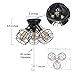LALUZ Farmhouse Semi Flush Mount Ceiling Light Fixture, 3-Light Oil Black Pull String Industrial Cage Ceiling Light Fixture for Bedroom, Hallway, Kitchen, Dining & Living Room, Foyer and Bathroom