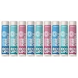 Eco Lips - Pure & Simple Raspberry, Coconut and Vanilla Organic Lip Balm 9-Pack - 100% Natural. 100% Plastic-Free Plant Pod Packaging. Made in USA