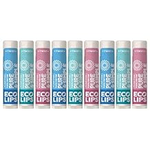 Eco Lips Pure & Simple Raspberry, Coconut and Vanilla Organic Lip Balm 9-Pack 0.15 oz. - 100% Natural. 100% Plastic-Free Packaging | Made in USA & Cruelty Free